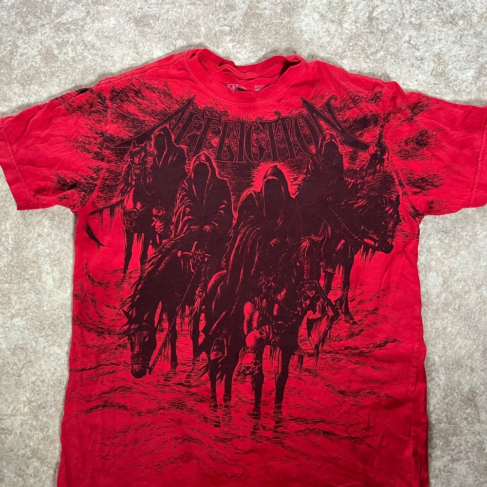 Affliction “Black Night” Red Tea Stain Shirt